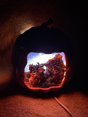 Vintage 2001 Boyds Bears Pumpkin Diorama Lighted Halloween Decor 1E/4707 Retired